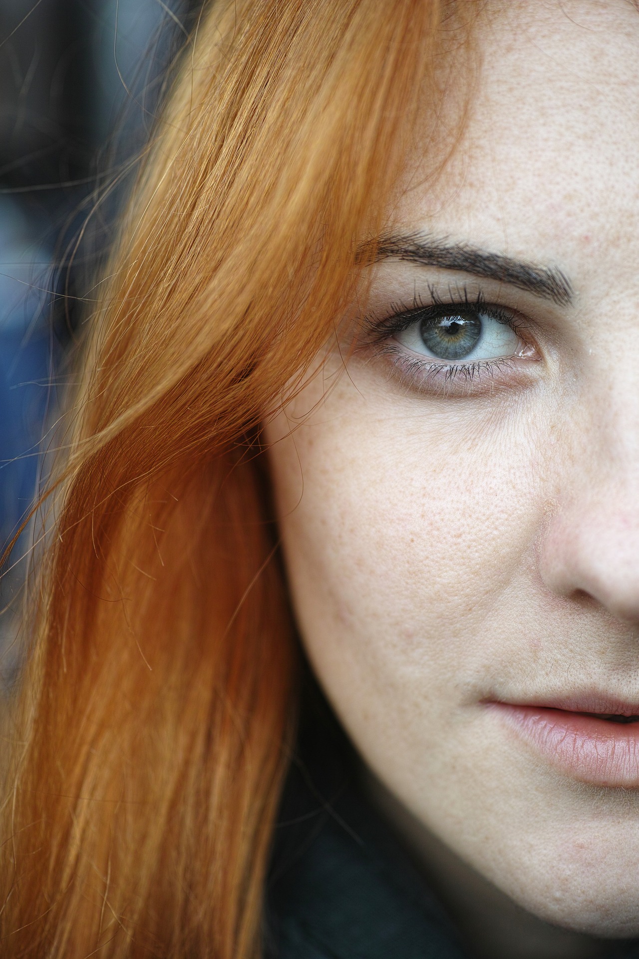 close up red head